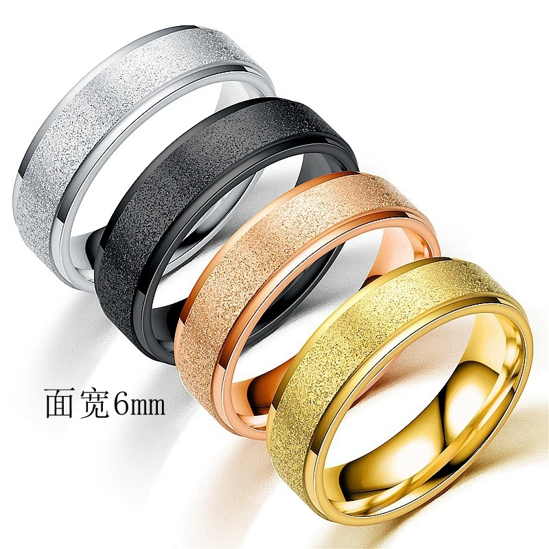 4mm 6mm Stainless Steel Frosted Pearl Sand Ring Men and Women Titanium Steel Ring Couple Wedding Engagement Jewelry couples rings stainless steel ring finger ring wedding rings wedding ring