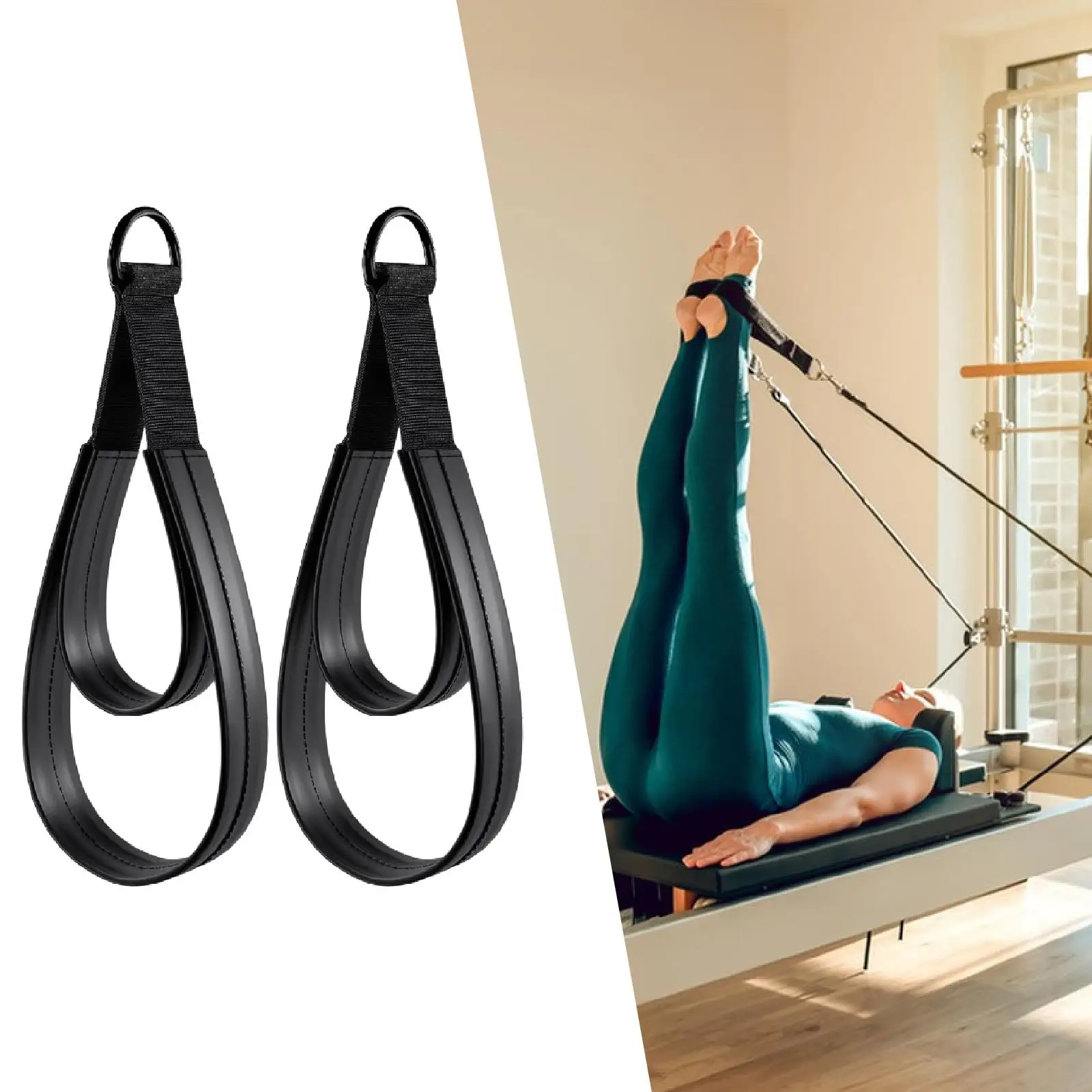 2x D Rings Strap Handle Home Exercise Accessories Pilates Double Loop Straps for Reformer for Arms Beginner Yoga Women Men Gym 2x D Rings Strap Handle Home Exercise Accessories Pilates Double Loop Straps for Reformer for Arms Beginner Yoga Women Men Gym