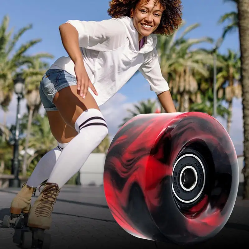 Skateboard Wheels PU Skate Wheels With Bearings PU Wheel Installed For Quad Skates And Skateboard Indoor/Outdoor Use