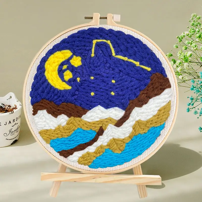 GATYZTORY Moon Scenery Punch Needle Embroidery Kits for Beginners