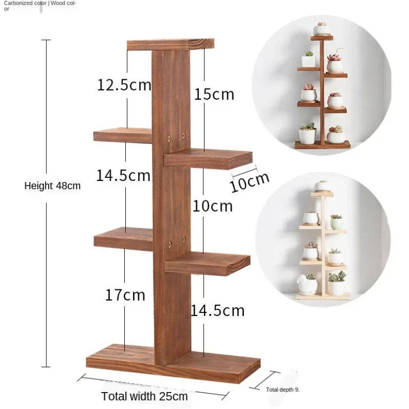 Decorative Indoor Wood Plant Stand Multi-layer Desktop Flower Display Rack