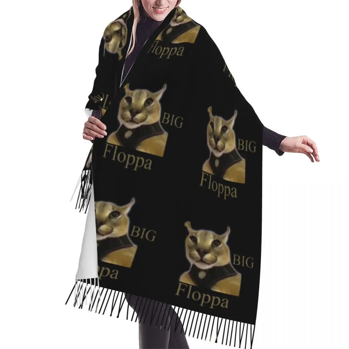 

Personalized Big Floppa Meme Scarf Men Women Winter Fall Warm Female Fashion Versatile Scarves Funny Caracal Cat Shawl Wrap