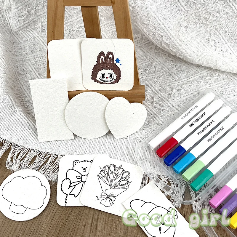 10 PCS 3D 스테레오 폼 질감 그림 DIY 수제 그림 나무 패들 스폰지 크리 에이 티브 빈 드로잉 보드