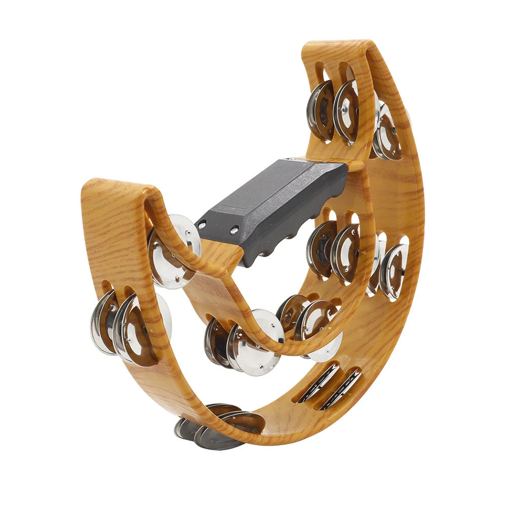 Wooden Half Moon Drum Orff Tambourine Percussion Musical Instruments Hand Bell