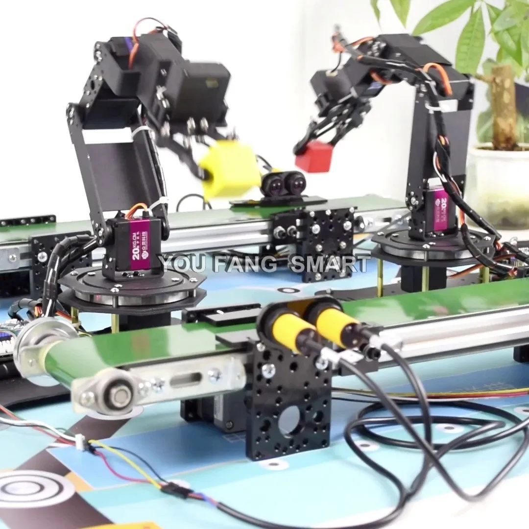 Robotic Arm Kit Conveyor Belt Assembly Line for Robotic Arm Control Stepper Motor Simulation Infrared Sensor Robotics kit