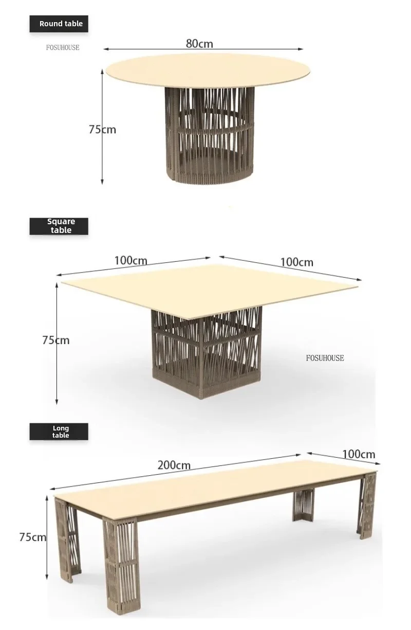 Nordic Garden Furniture Sets Modern Outdoor Rope Table and Chair Set Courtyard Terrace Villa Waterproof Sunscreen Chair b