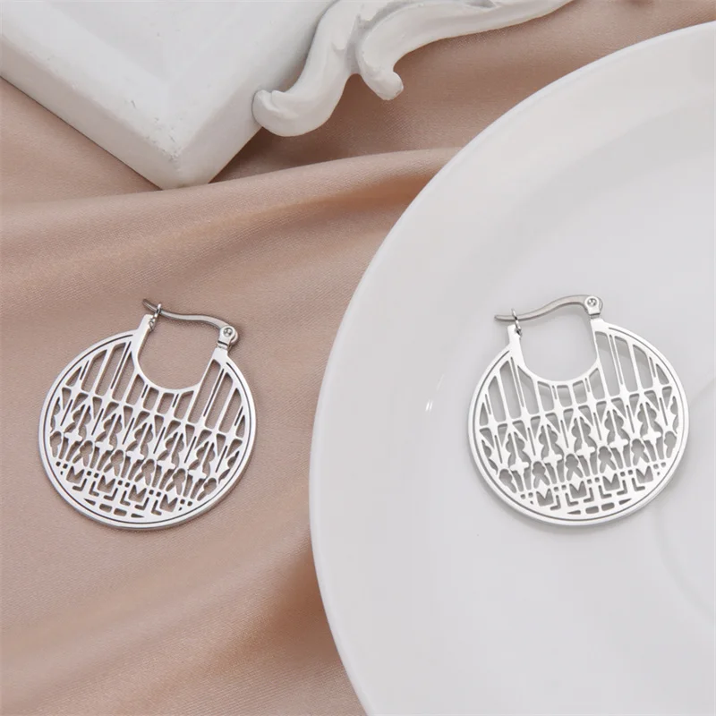 Gothic Witchy Star Edelstahl Ohrringe für Frauen Geometrische Creolen Mädchen Vintage Ästhetischer Schmuck Geschenke 2023 Trend – Detail 11