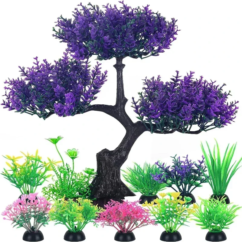 1Set Aquarium Artificial Plastic Plants Decorations for Fish Tank