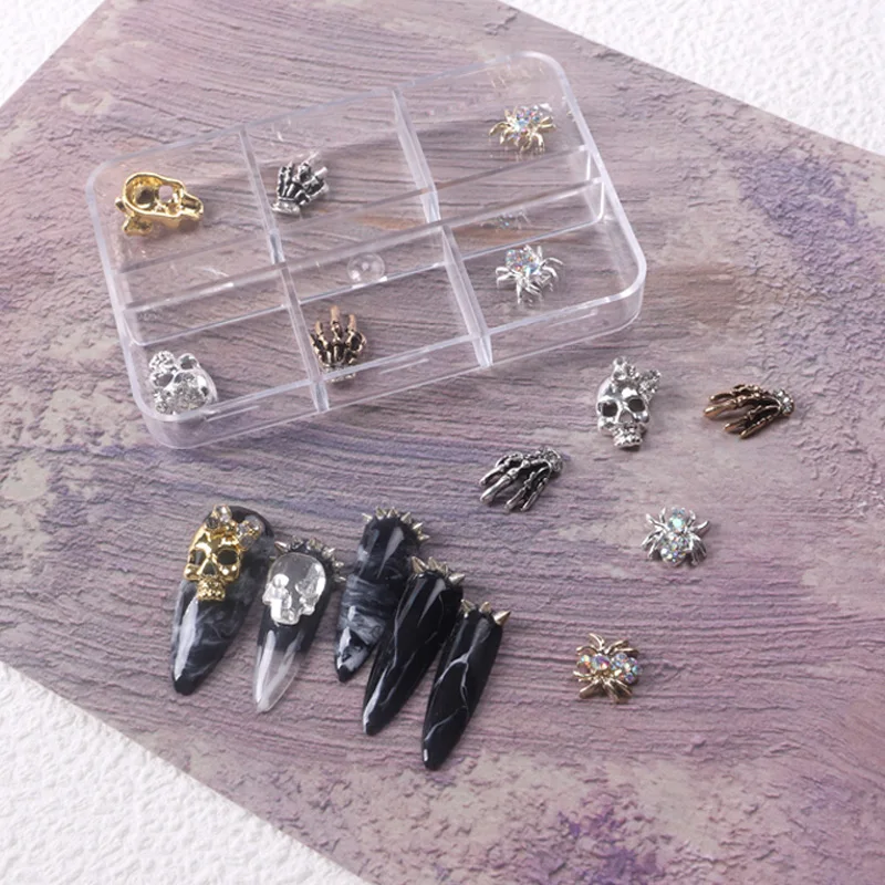 

TSZS Hollow Skeleton Pumpkin Butterfly Nail Diamond Decoration Punk Style Alloy Halloween Nail Charms Set For Manicure Ornament