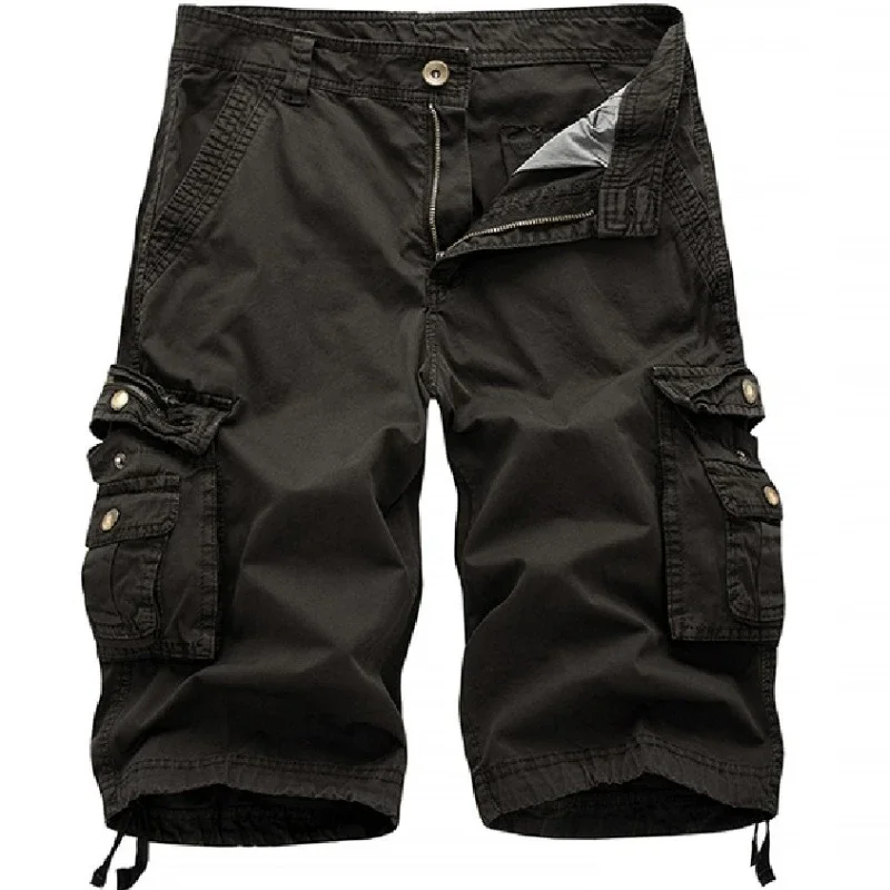 New Men's Cargo Shorts Summer Solid Color Big Pocket Casual Loose Beach Pants Combat Short Pants Daily Work Pants Men's Clothing