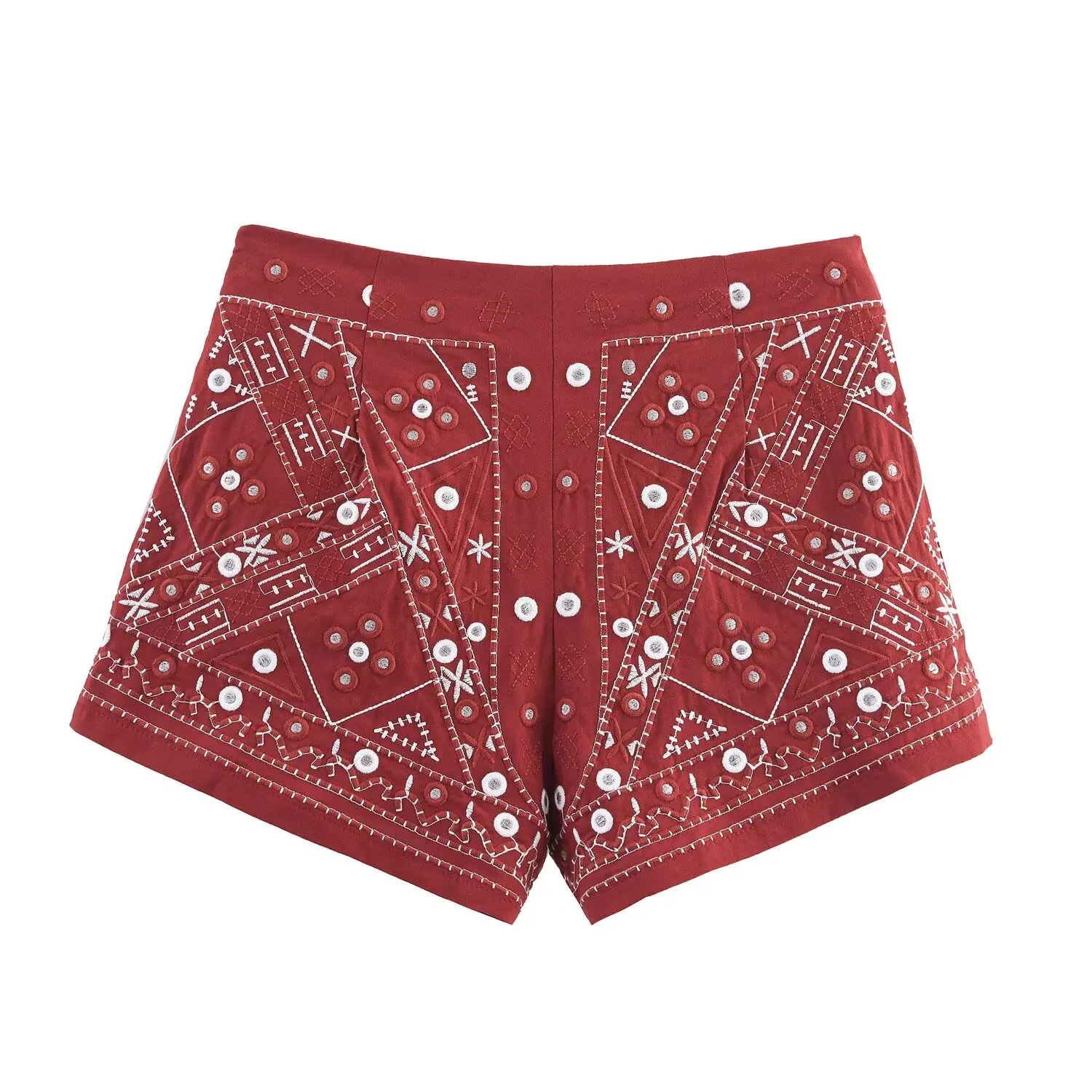 KONDALA Casual Chic Rot Stickerei Frauen Anzug V-ausschnitt Ärmellose Weste Breite Bein Shorts Mode 2025, Sommer Boho V-ausschnitt Frauen Sets – Detail 12