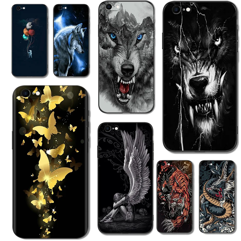 Per Iphone 5 S 5 S Se 2016 4.0 "Custodia Per Telefono Su Apple Iphone 6 S 6 S Plus Funda Bumper Custodia In Tpu Nero Tigers Animals Flowers