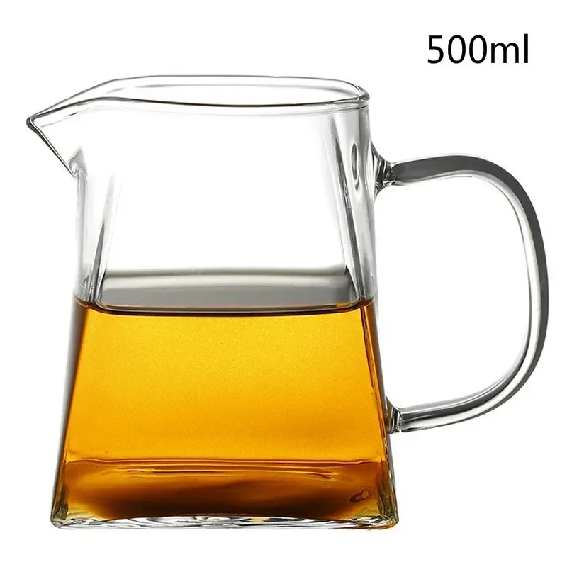 Heat-Resisting Clear Glass Tea Pitcher Square Creative Chinese Tea Set Accessory Chahai Milk Glass Pitcher Coffee Pot Water Jug
