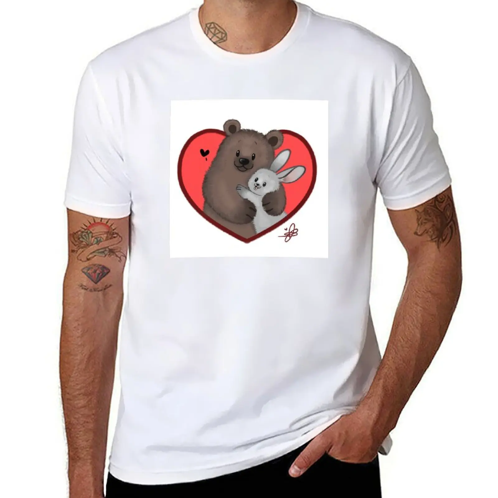 

Bear and Bear in a heart T-shirt shirts graphic tees aesthetic clothes plain men clothings