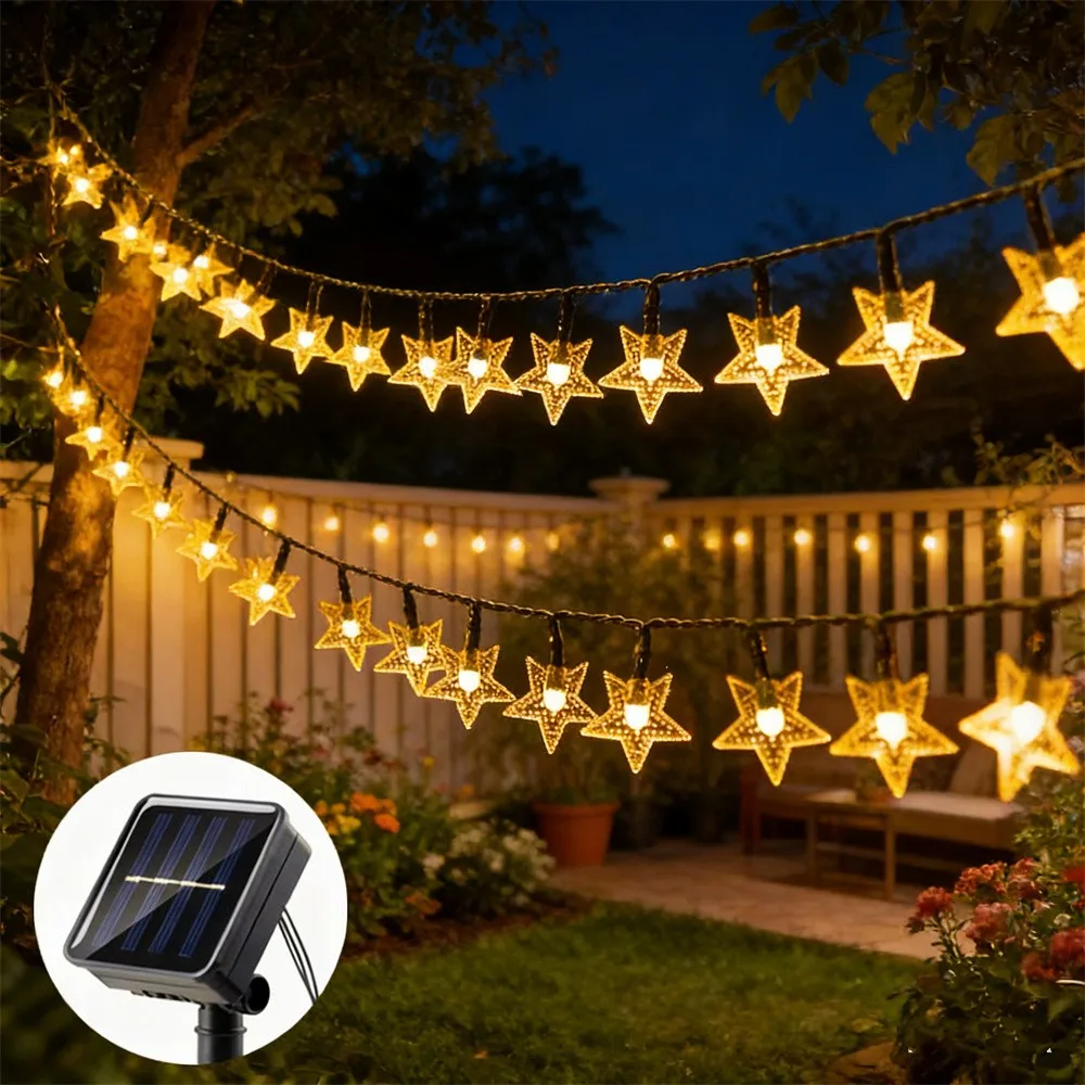 Luminous Solar String Lights - 8 Twinkle Modes