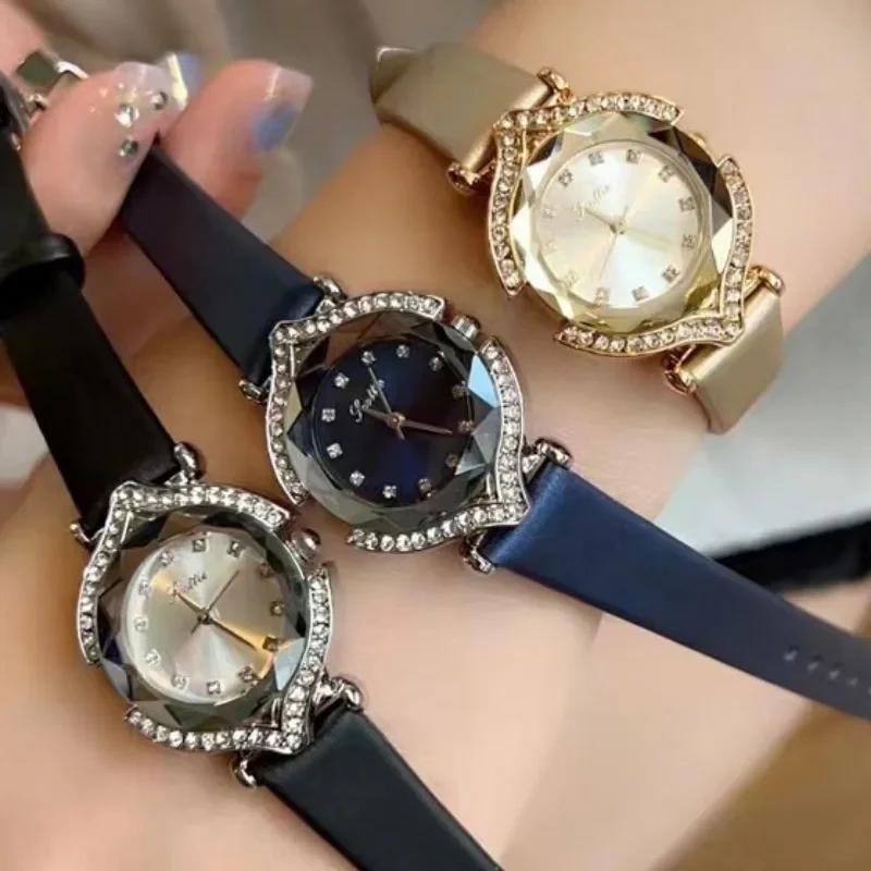 Korean Women Watch Fashion Temperament Ladies Gifts Exquisite Diamond Rhombus Mirror Face Women Quartz Wristwatches Reloj Mujer