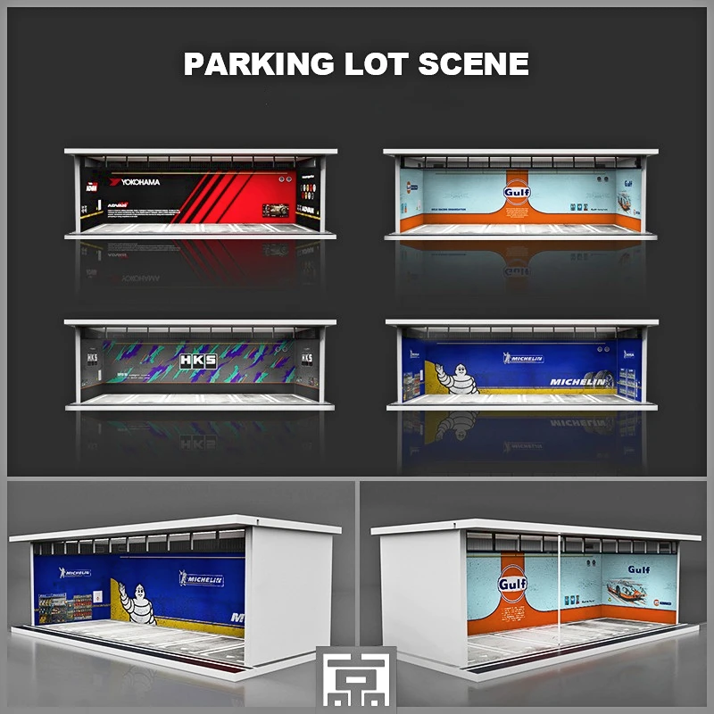 MoreArt 1:64 Gulf / HKS /Michelin /Advan Parking Garage Light Edition Assembled Scene Diorama 6