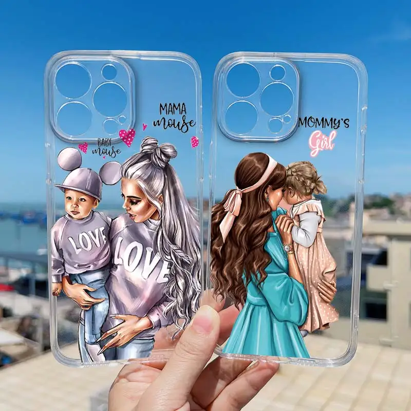 Stylish Family Mama of Girl Phone Case - Clear Transparent Cover