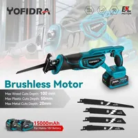 Yofidra Brushless Reciprocating Saw Handsaw Saber Multifunction Saw Metal Wood Pipe Cutting with 4 Blades For Makita 18V Battery 1