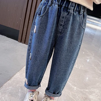 AINIGIELL-بنطلون جينز لطيف بنمط أرنب للفتيات ، بنطلون غير رسمي متعدد الاستخدامات ، من 2 إلى 6 سنوات ، 6