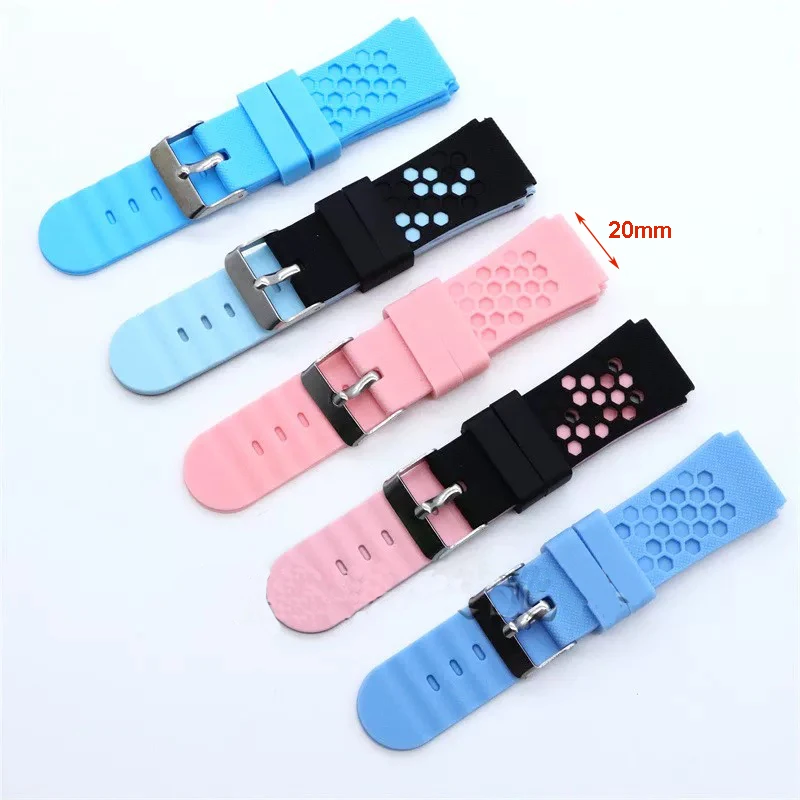 Children's Waterproof Silicone Sport Watch Band - Adjustable 20mm Strap