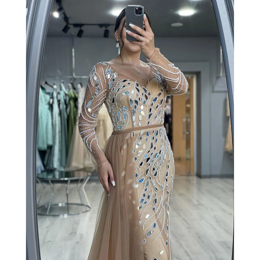 S86e5d1cb81dc44e3b077c717d872d6beI Muslim Nude Mermaid With Overskirt Beaded Long Evening Dresses Gowns For Woman Wedding Party Mallzona