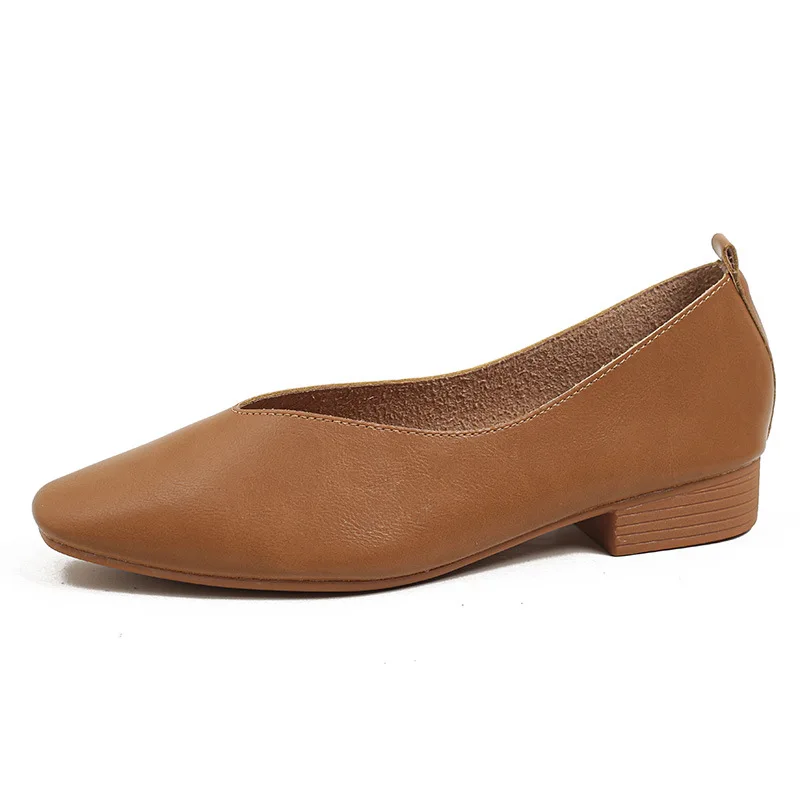 Hot Sales French Low Heel Square Head Shallow Single Shoes Women's Soft Sole Solid Flat Shoes Shoes for Women Zapatos De Mujer43