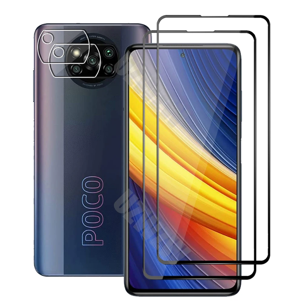 

4 in 1 For Xiaomi Poco X3 NFC / X3 / Poco X3 Pro Full Coverage Tempered Glass Screen Protector & Camera Lens Protective Film