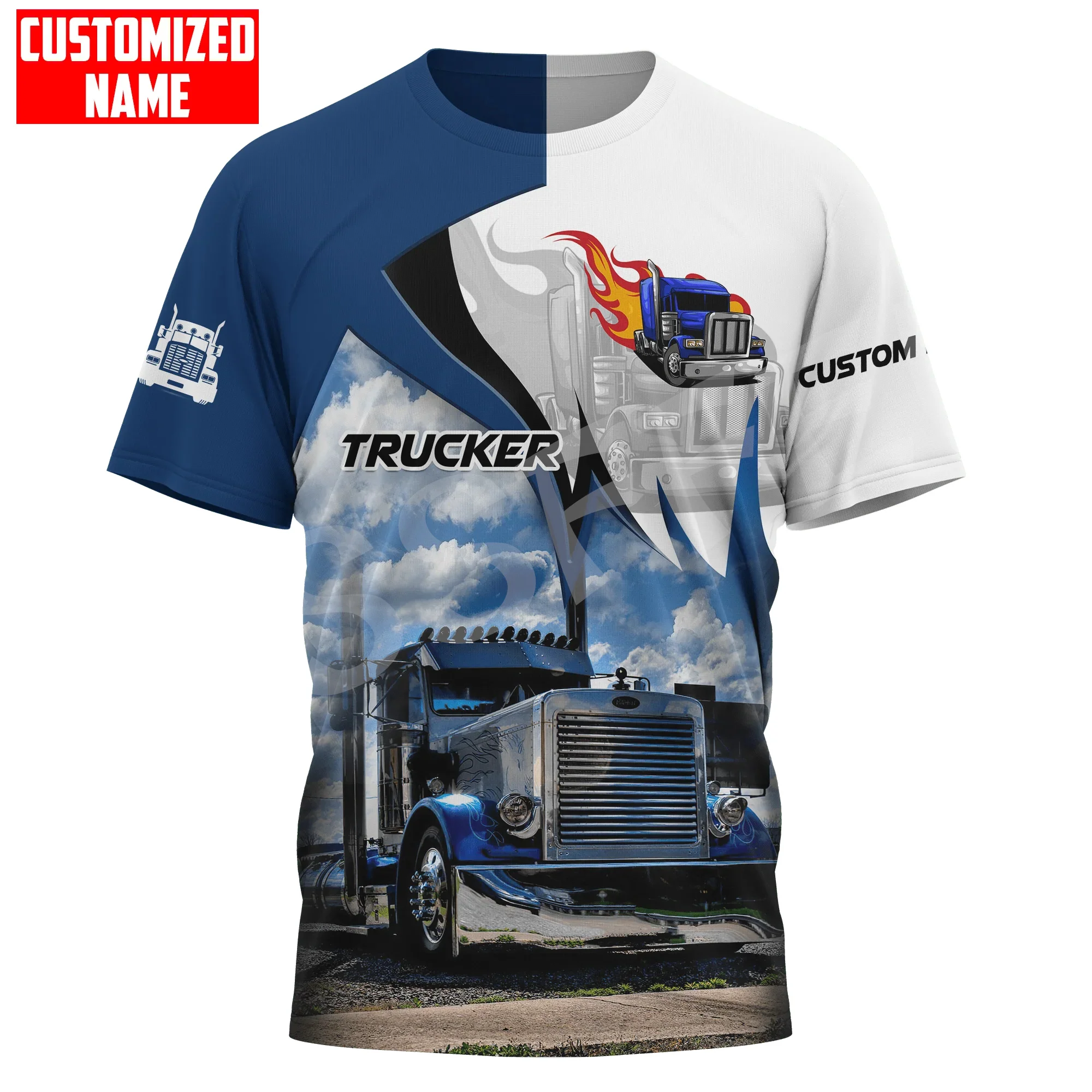 

NewFashion Custom Name Truck Car Worker Trucker Tattoo Retro 3DPrint Summer Harajuku Streetwear Short Sleeves Casual T-Shirts X2