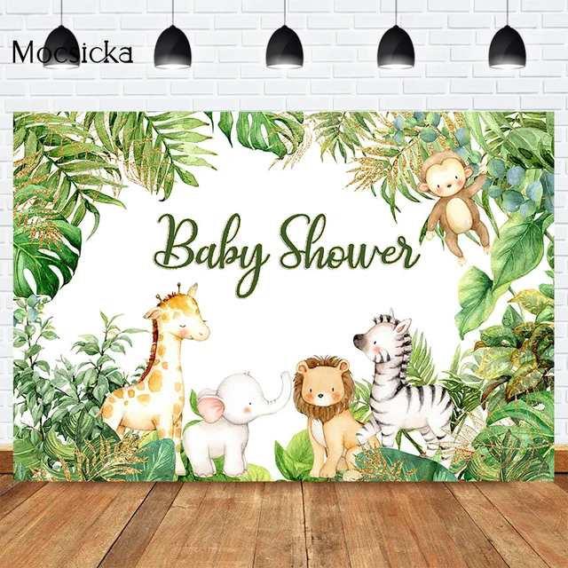 Mocsicka CUSTOM Rainforest Animals Wild One Backdrops Children Happy Birthday Party Photography Background Cake Table Banner 35