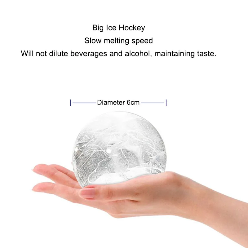 Large Ball Shape Silicone Mold Big Ice Cube Maker for Whiskey Ice Ball Cocktail Drink Hockey Making Mold Party Kitchen Tool