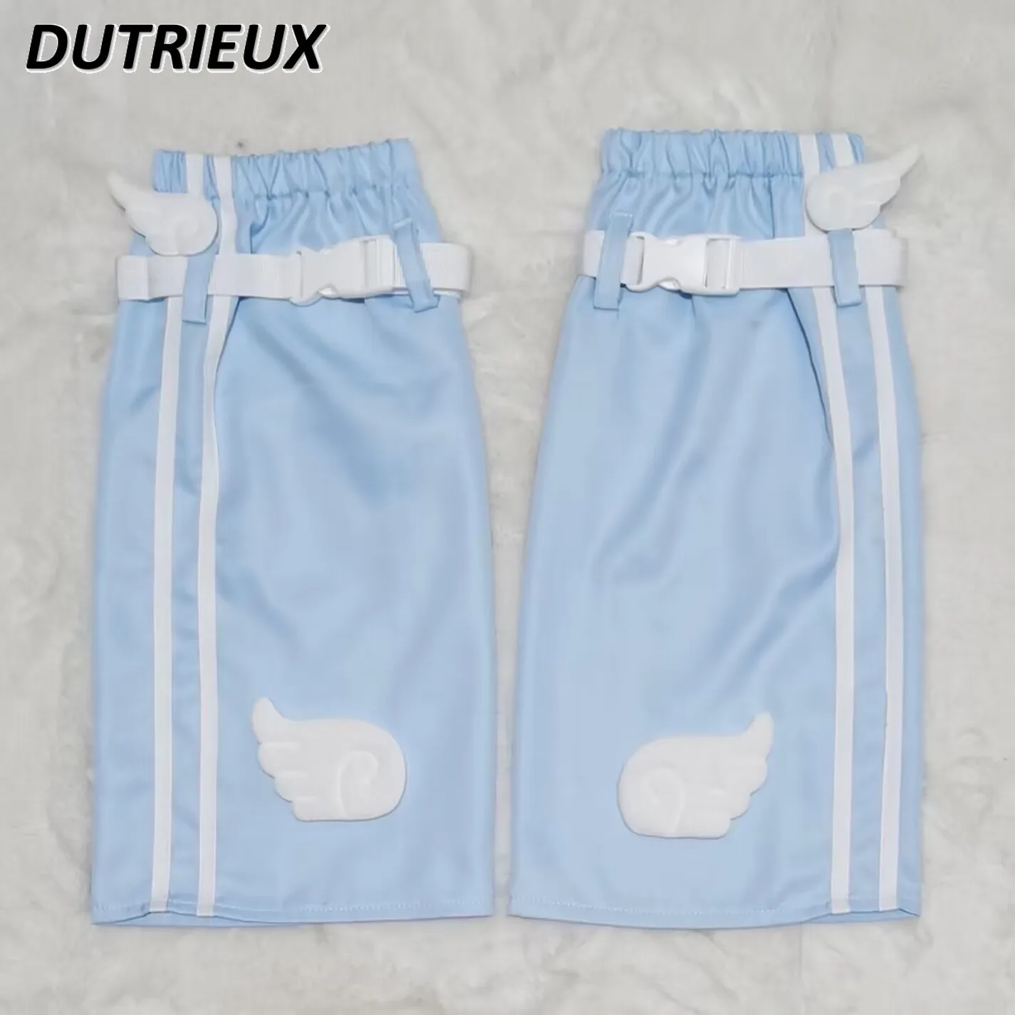 Giapponese Harajuku Punk Subculture Tie Scaldamuscoli Uomini E Donne Sport Bianco Blu Acqua Colore Angelo Piede Calzino Donna Scaldamuscoli