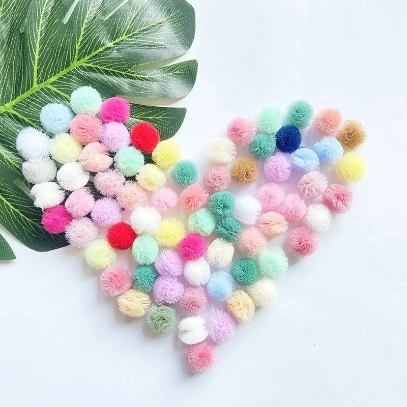 Low Price 15 mm DIY Decoration Korea Lace Mesh Ball Pompom Pom Poms 500pcs Random Color DIY Wedding Decor Pom Balls