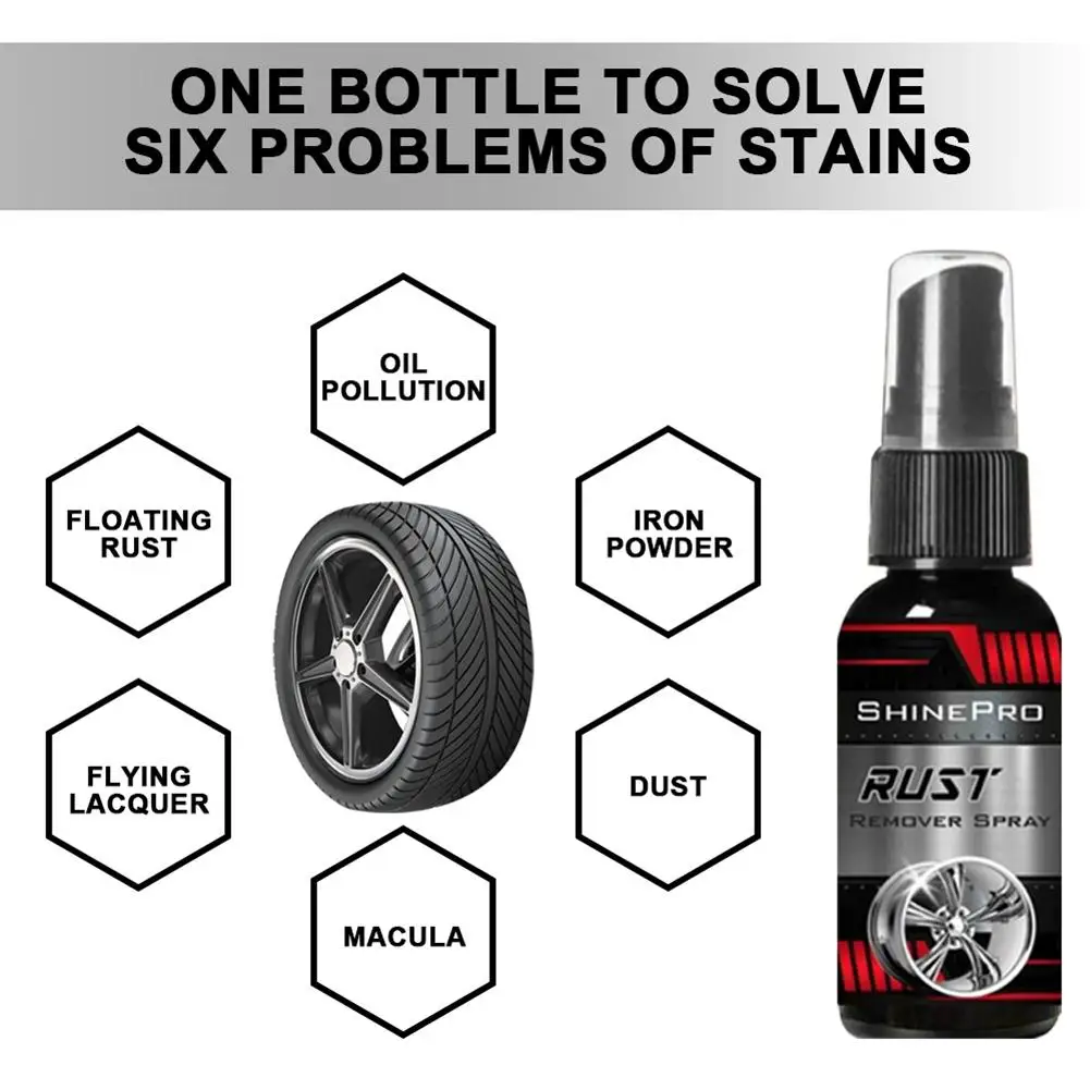 30ml Rust Remover Spray Inhibitor Maintenance Cleaning Accessory Restore Luster and Against Oxidation＆Corrosion for Auto Tyre rust remover spray