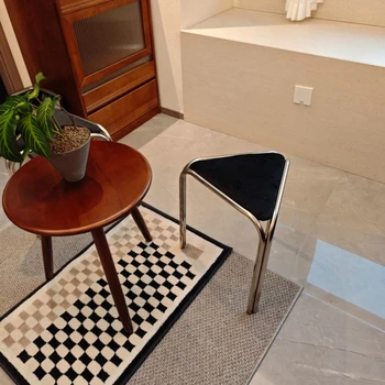 Stackable Mid-Century Dining Chair Triangular Retro Makeup Stool Bauhaus Stainless Steel Stool Designer Leisure Chair for Home