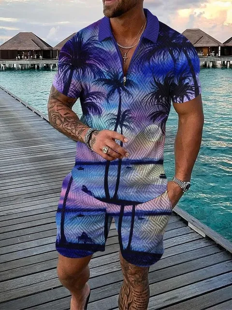 Camiseta Polar Hombre Conjunto De Camisa Y Pantalon Cortos A Juego