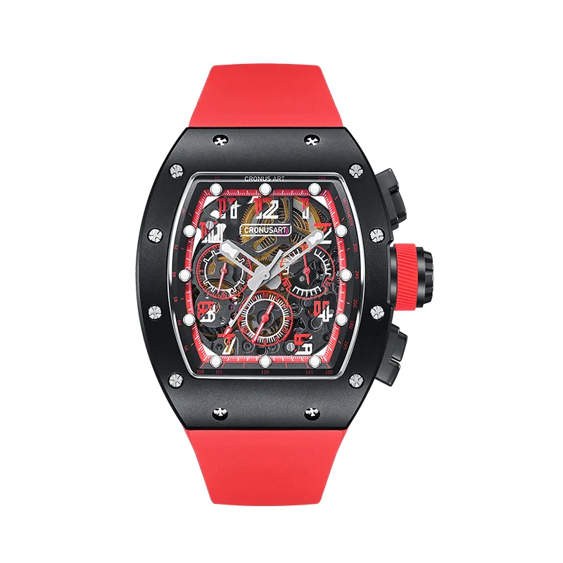 

Часы CRONUSART Мужские механические, автоматические светящиеся наручные часы с хронографом, 50 мм * 44 мм, с сапфировым флюорорубером и 3 окошками