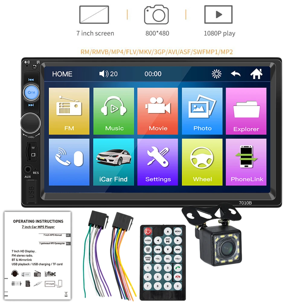 Autoradio 2Din 7 Pollici Hd Autoradio Multimedia Lettore Mp5 Autoradio Bluetooth Compatibile Usb Tf Fm Per Autoradio Toyota Honda