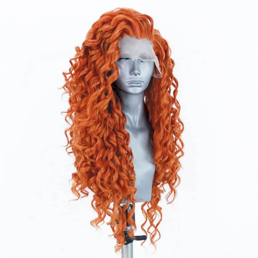 FANXITION-Perruque Synthétique Afro Bouclée Orange pour Femme Noire, Cheveux Longs en Fibre de Chaleur, pour Cosplay, 03