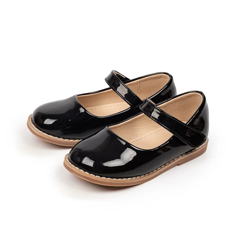 KIDSUN Black Fashion Children's Shoes Girl Formal Buckle Rubber Sole Leather Princess Dress Shoes Classic Size 21-32 2