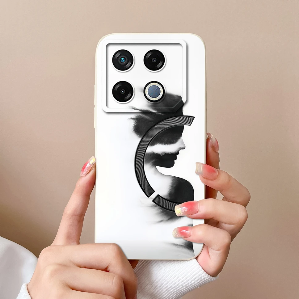 Cute Healing Pattern Soft Liquid Silicone Protective Phone Case Back Cover