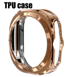 Deluxe Stainless Steel Strap with Soft TPU Case Protector for Galaxy Watch Ultra 47mm (Rose gold case)