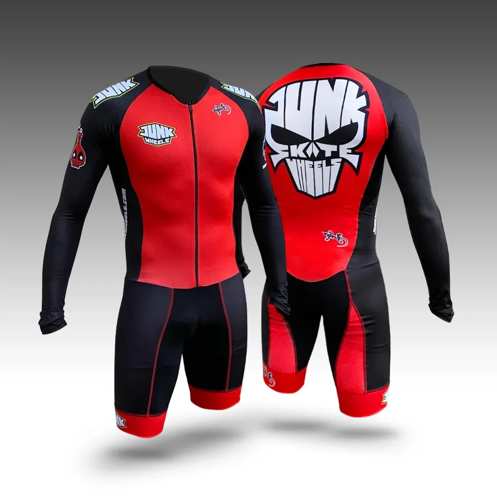 Junk Skates Mens Pro Team Triathlon Skate Suit Skinsuit Inline Roller Racing Speed Skat Clothing Ciclismo Fast Skating Jumpsuit