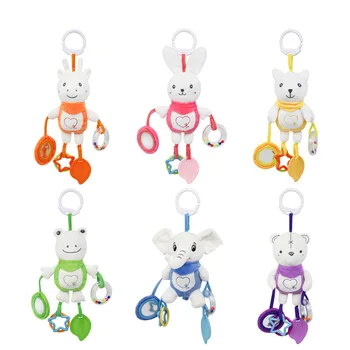 Plush Baby Stroller Pendant Wind Chime Soothing Bed Bell with Hanging Rattle Teether Toy for Newborn Gifts 1