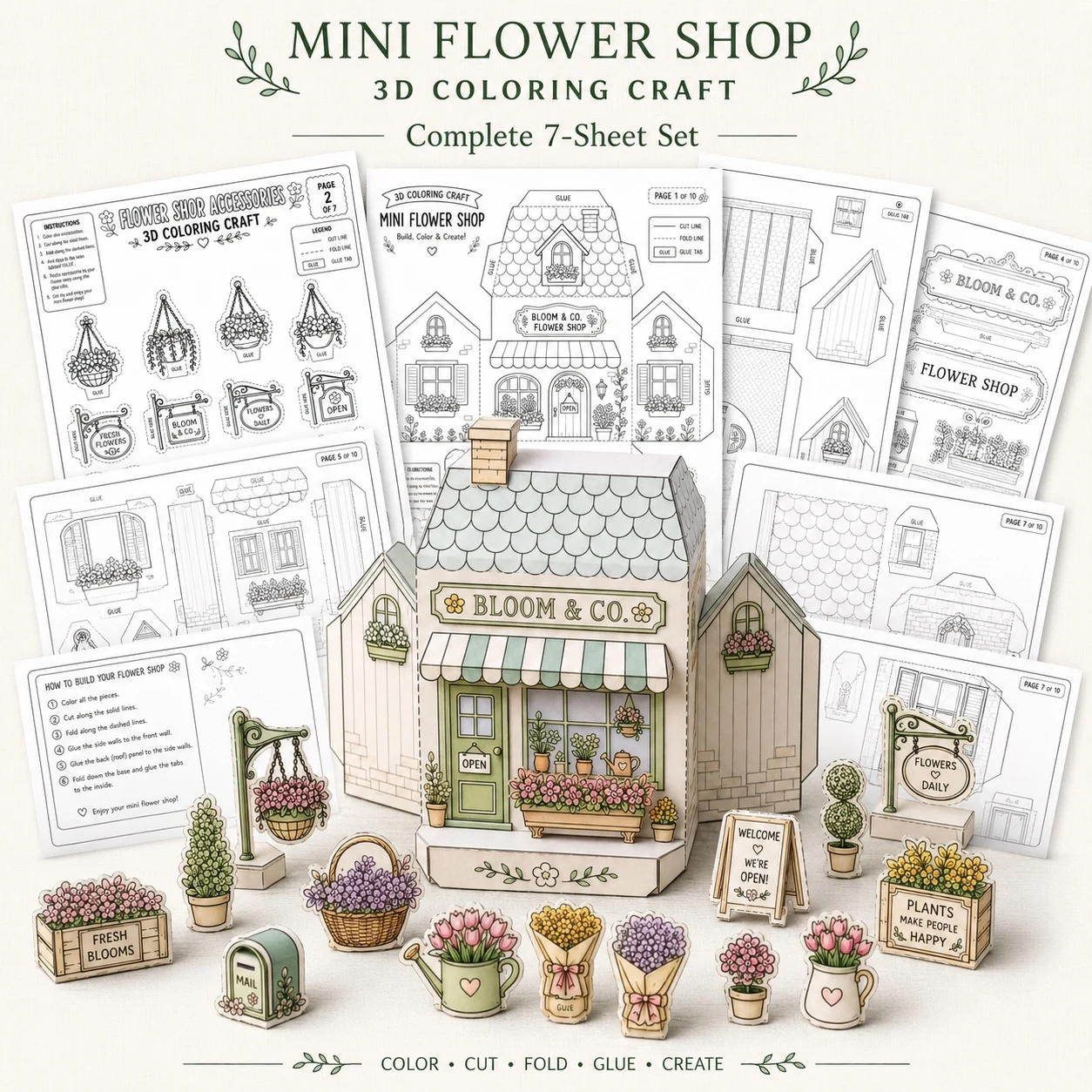 Deluxe DIY Paper Flower Craft Kit - 3D Origami House Set