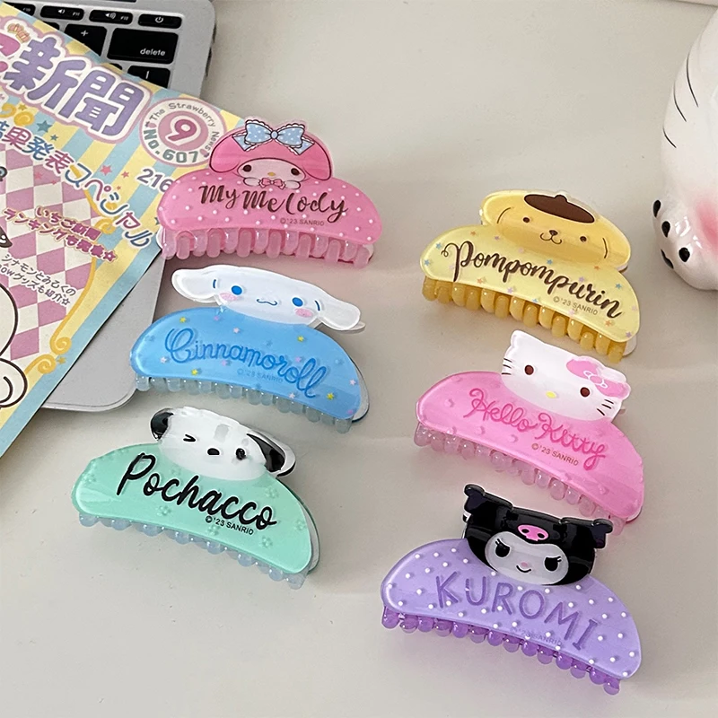 

Заколка для волос Sanrio с мультяшным аниме маленьким животным, милые заколки для волос с задней частью головы, заколки для волос, кавайные акриловые заколки с акулами
