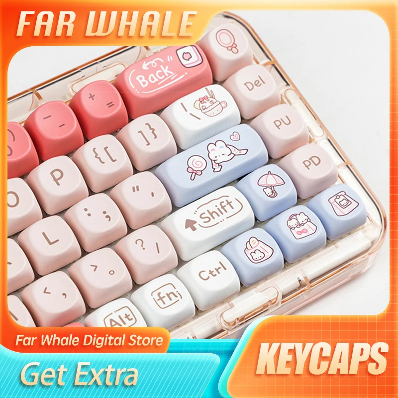 

140 Keys SOA Profile Shopping Rabbit Theme Keycaps Thermal PBT Dye Sublimation Customized Key Caps Kit for Mechanical Keyboard