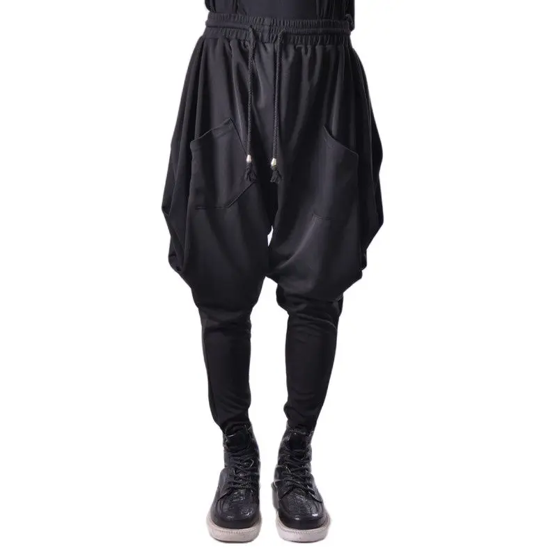 Drop Crotch Elastic Hip Hop Harem Pants Men Women Harajuku Casual