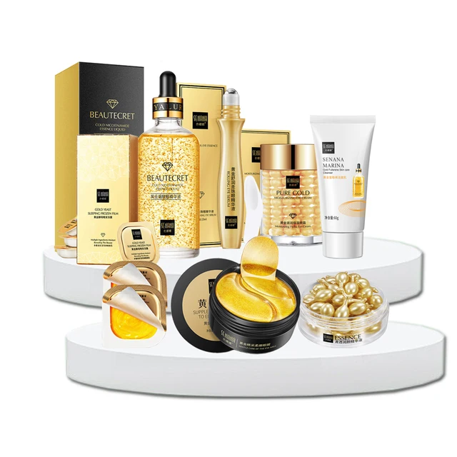 Kit de soins pour la peau, couleur or 24k, masque pour les yeux, sommeil, Anti-rides, hydratant, pour femmes