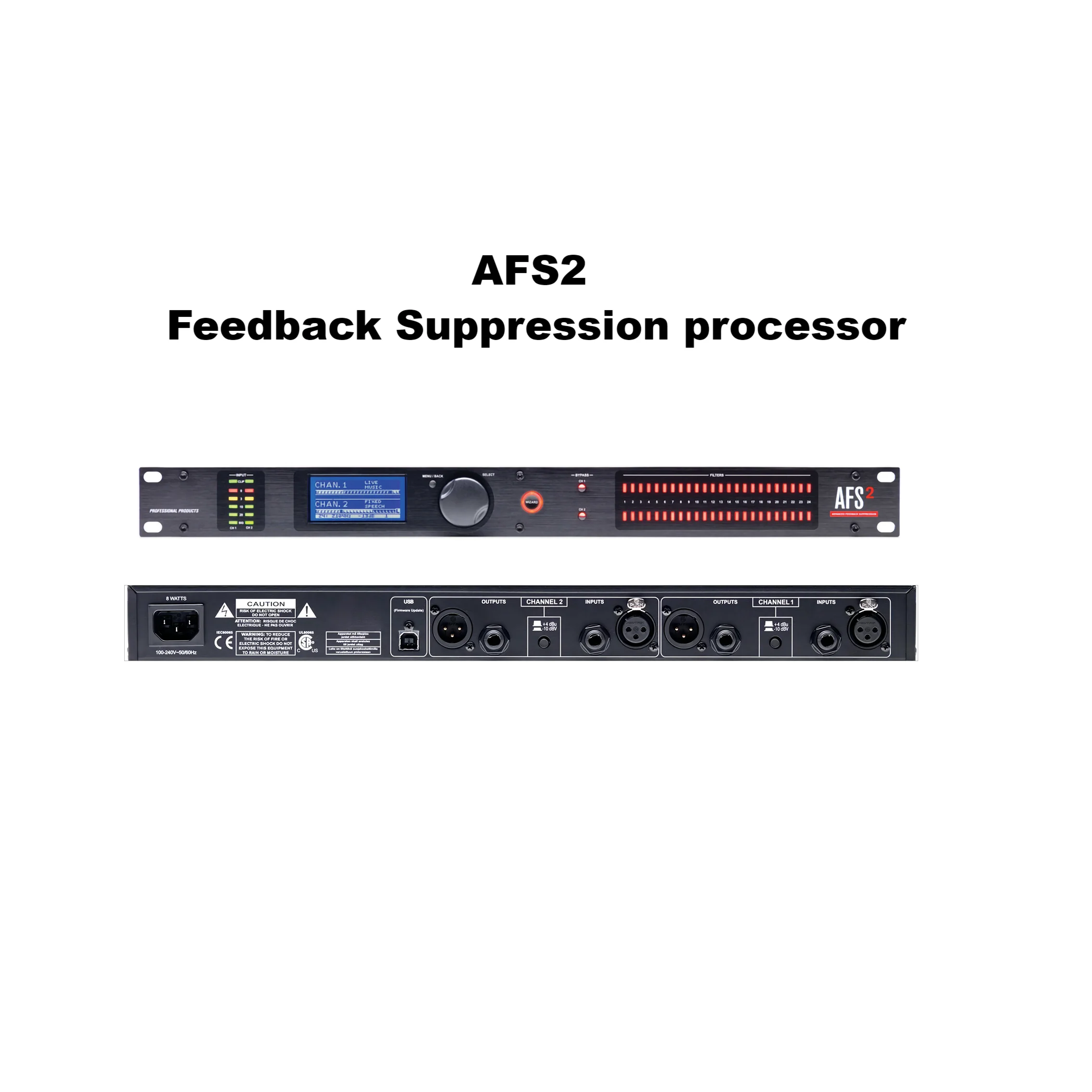 AFS2 Advanced Feedback Suppression Dual Channel Audio Processor Suppressor Sound System